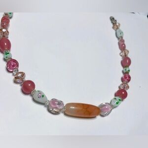 Hand crafted glass art lampwork beaded necklace